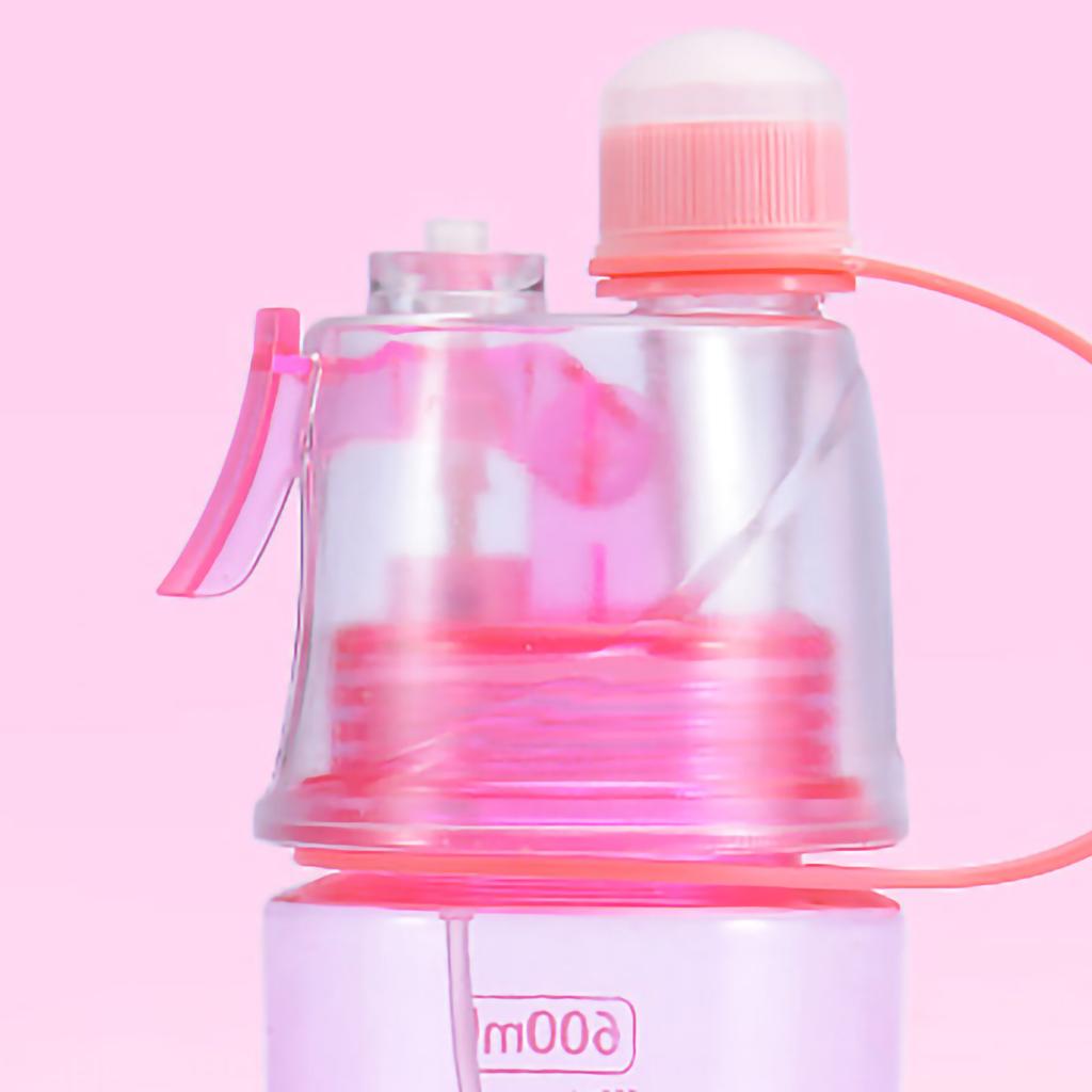 Flacone Spray Acqua Scala Trasparente 600ml Grande Capacità Plastica per Sport Escursionismo Picnic Rosa