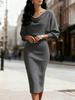 New Autumn Winter Crew Neck Long Sleeve Slim Fit Bodycon Dress for Women