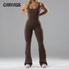 Damemote Tight Yoga Casual Jumpsuit Hul Sporløs Sports Slim One-piece Bukser