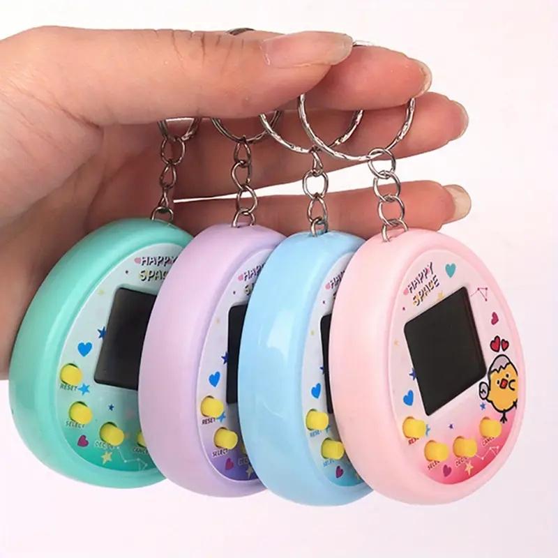 Cute Cartoon Handheld Virtual Pet Game Console With Keychain Portable Mini Electronic Pet Raising Machine Battery Powered