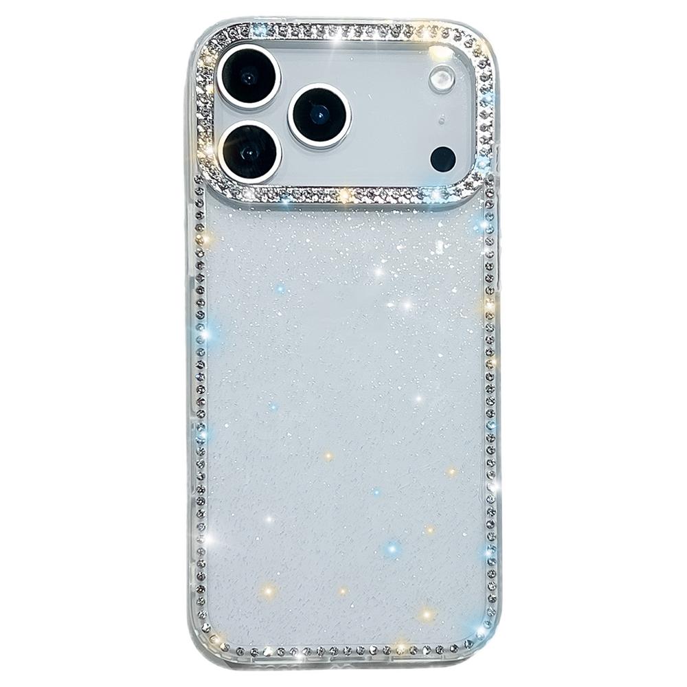 For iPhone 17 Pro Max Case Rhinestone Edge Glitter Back TPU+PC IMD Phone Cover
