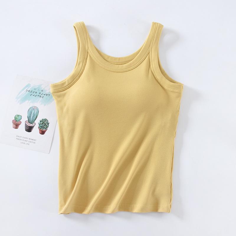 

Женский жилет с накладками на груди и широкими лямками: Бюстгальтер-бюстгальтер и удлиненный топ с антискользящей чашкой L жёлтый