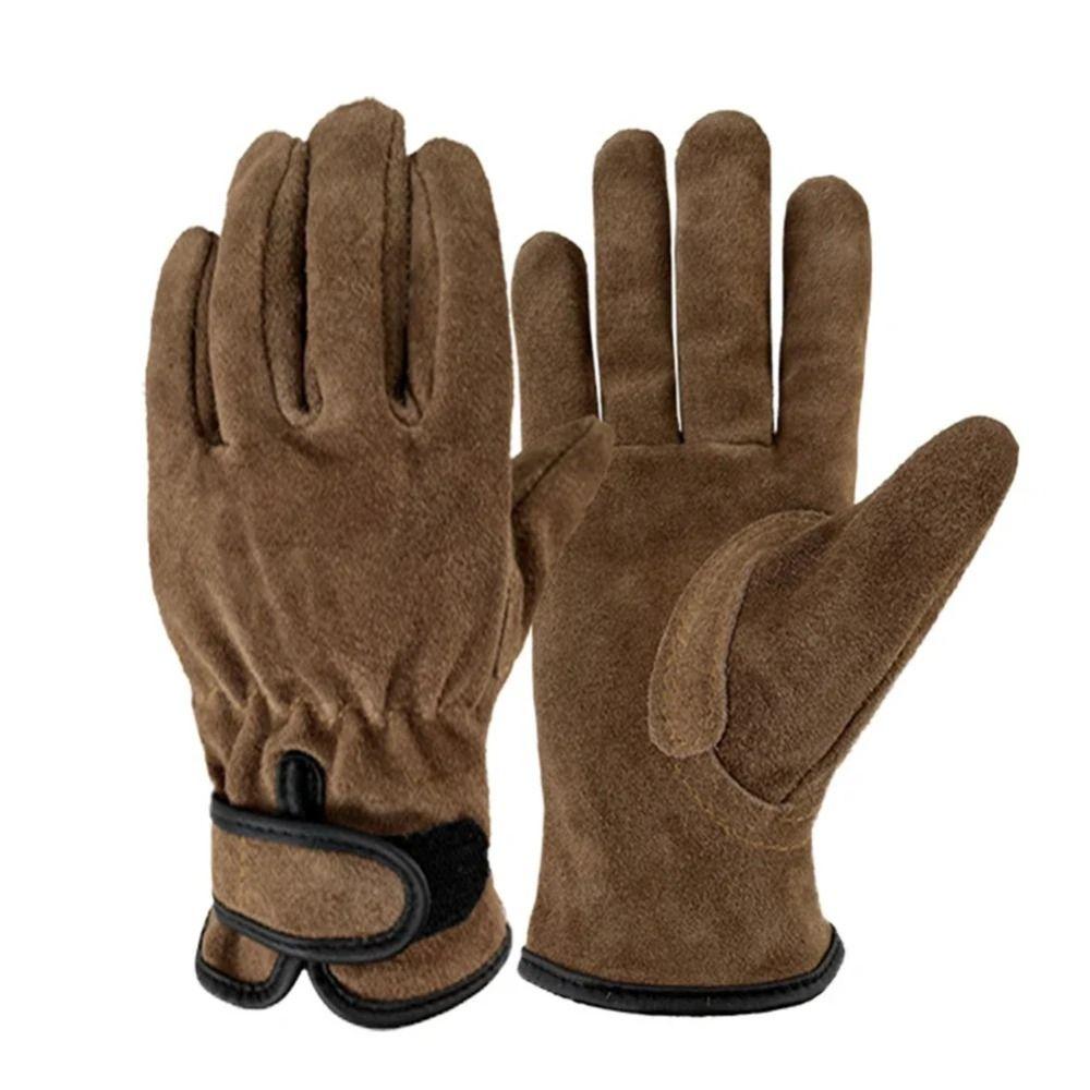 1Pair Hand Protection Cowhide Protective Gloves Leather Labor Protective Gloves  Garden