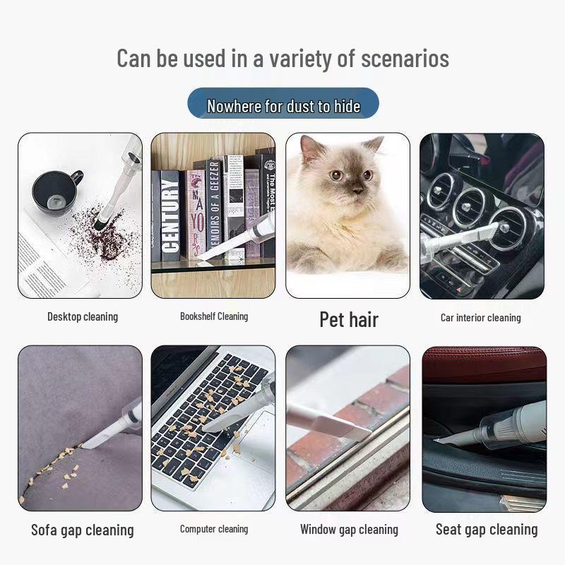 High-Power Handheld Vacuum Cleaner: Multi-Function, Rechargeable, Blowing & Suction, with Light, for Car Cleaning.