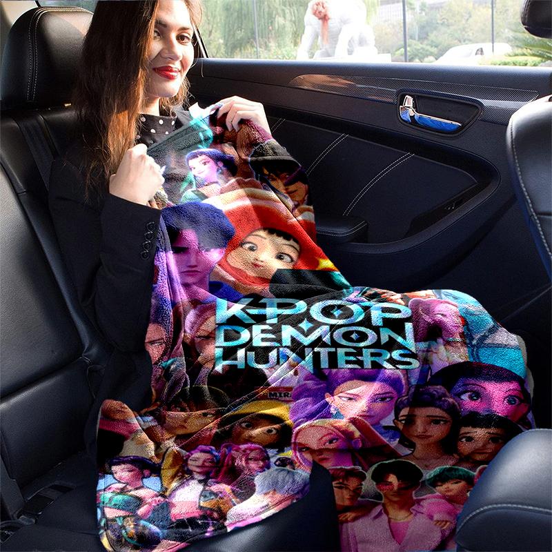 1pc Kpop Demon Hunters print blanket soft bedding sofa bedroom home decor fan goods q82