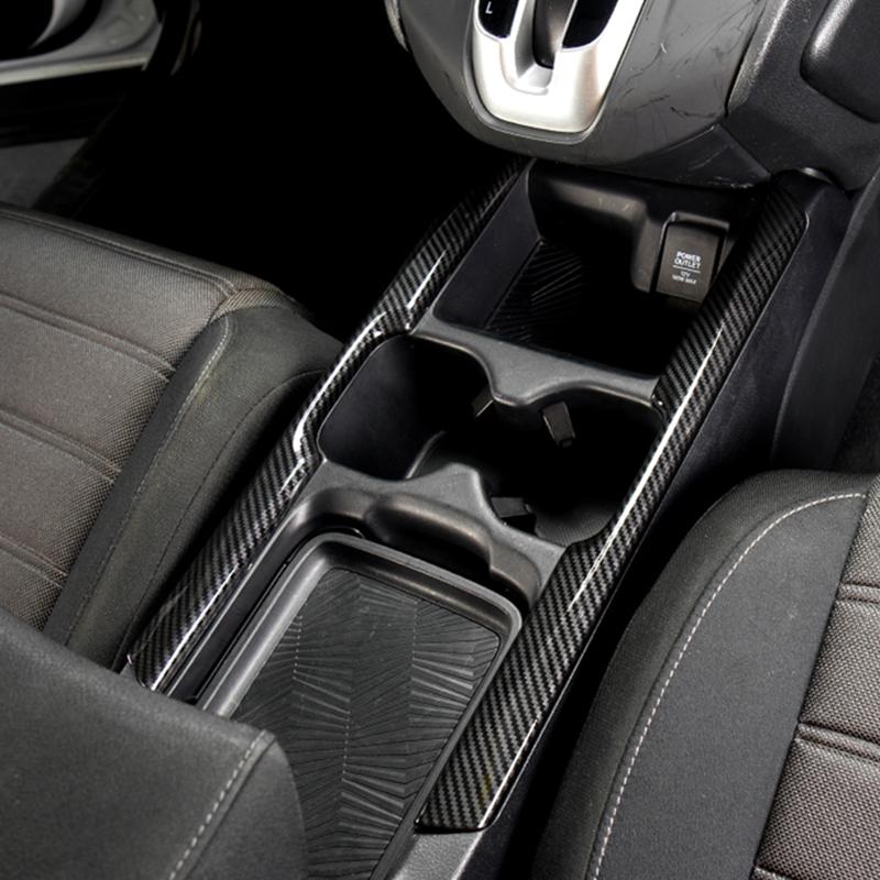 For Honda CR-V CRV 2017 2018  Front Cup Holder Water Bottle Frame Carbon Fiber Decoration Strip Interior Car