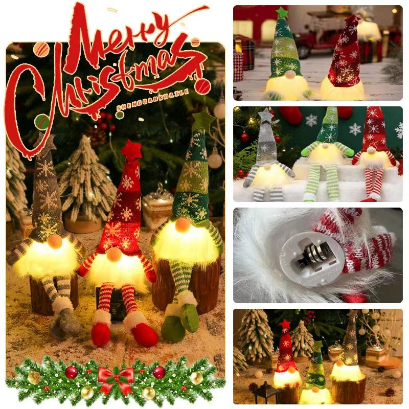 Christmas Faceless Doll Glowing Gnome LED Light Plush Knitting Crafts Xmas Home Doll Ornament New Year Kid Birthday Gift Decor