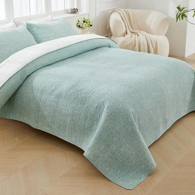 Korean Pastoral Quilted Bedspread Set – Double-Sided, Washable, Three-Piece (Single/Double Bed & Sofa Cushion)