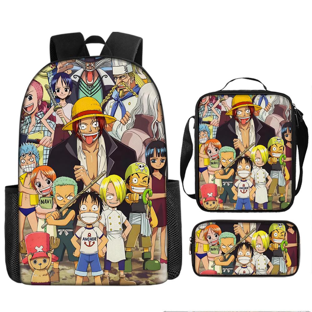 Animation ONE PIECE schoolbag three-piece play peripheral backpack large capacity middle school student outdoor campus computer bag