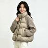 European and American knitted sleeves splicing down jackets women's short winter fashion stand-up collar warm white duck down tops are popular