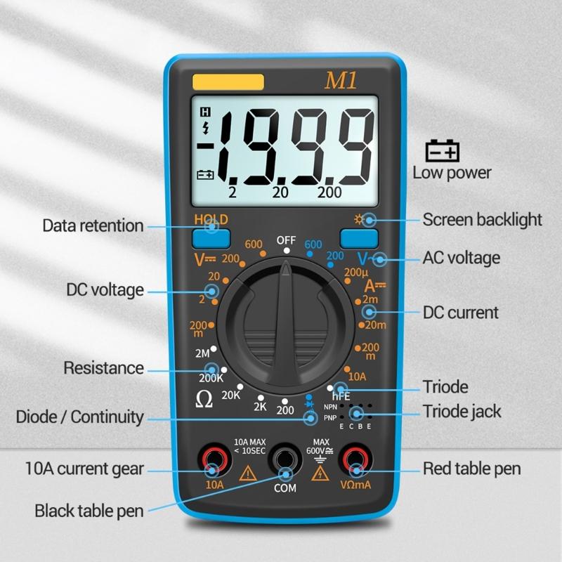 Pocket Sized Digital Multimeter Measuring Tool with Auto Ranging Backlights Display for Electronic Repairs Professional