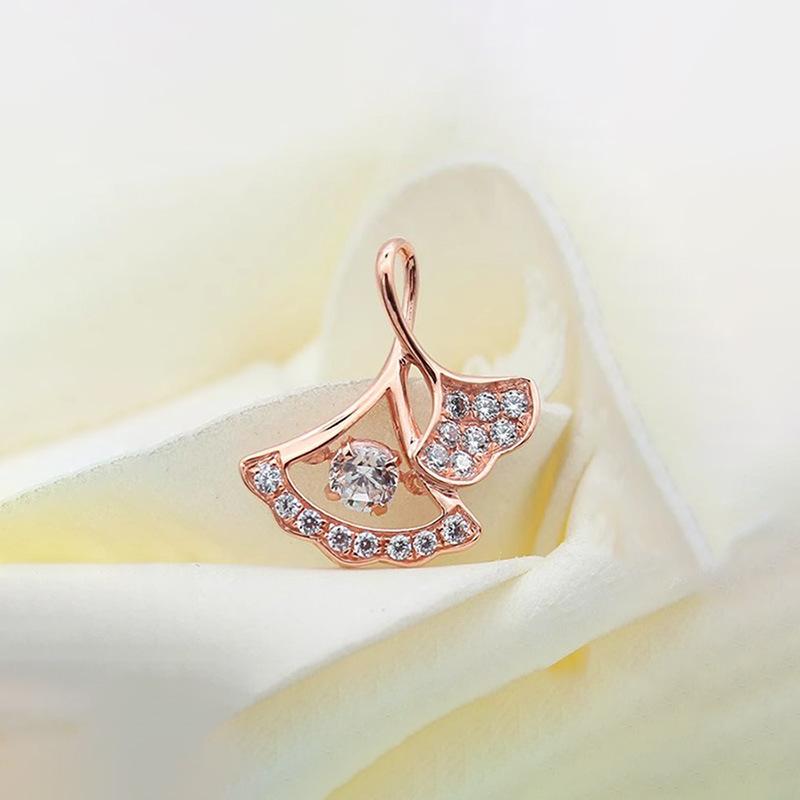 Exquisite Russian Purple Gold Three Lifetimes Lucky Necklace Women'S Niche Light Luxury Smart Diamond Tail Ginkgo Leaf Pendant