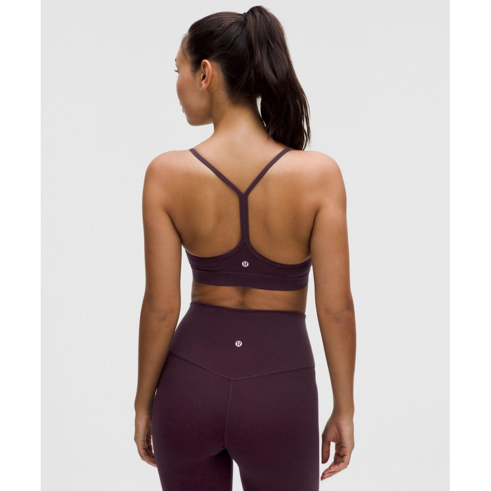 Lululemon Flow Y BrA Nulu  Light Support  A C Cups blACk Plum