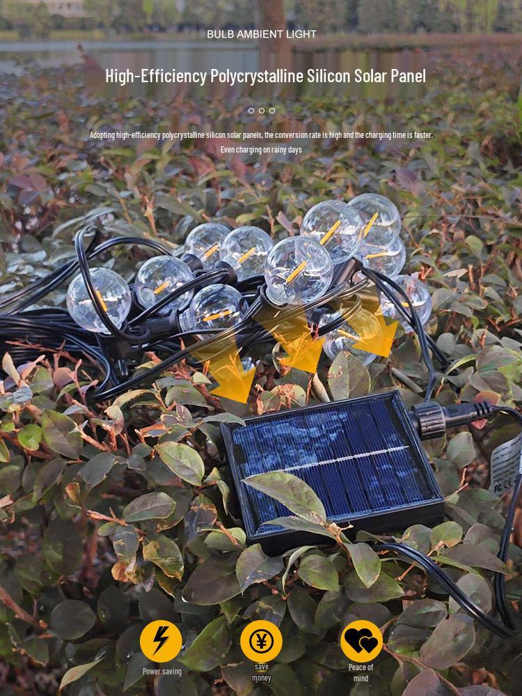 Rainproof G40 Solar Decorative String Lights for Home & Courtyard, Ideal for Festive Ambiance