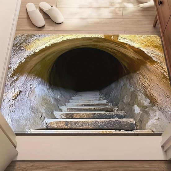 3D Optical Illusion Floor Mat Realistic Hole Door Mat for Living Room And Entry Area Non-Slip Soft Pet-Friendly Rug Interactive Visual Effect Carpet