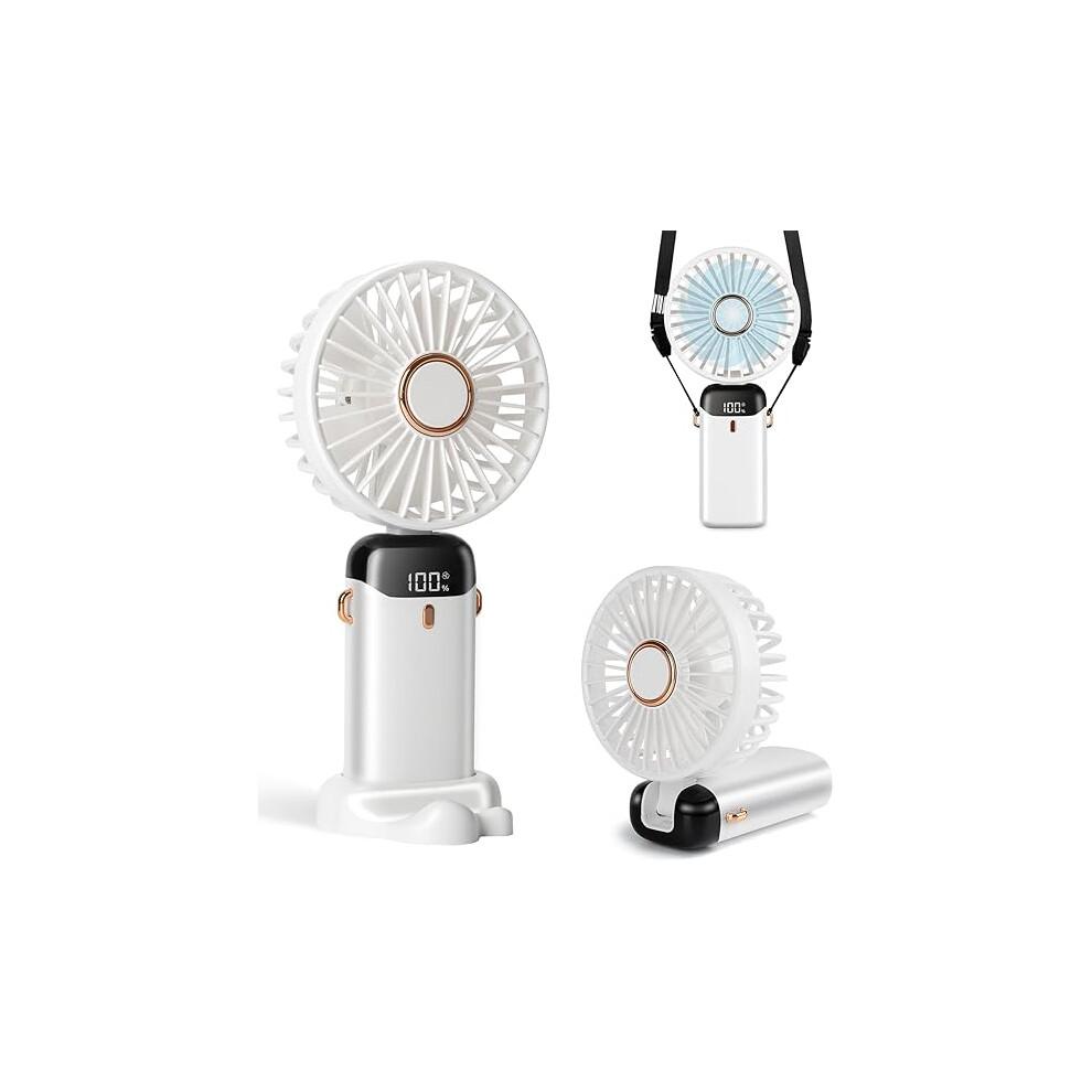Portable Handheld Fan 3200mAh 5 Speed Foldable USB Desk Neck Fan