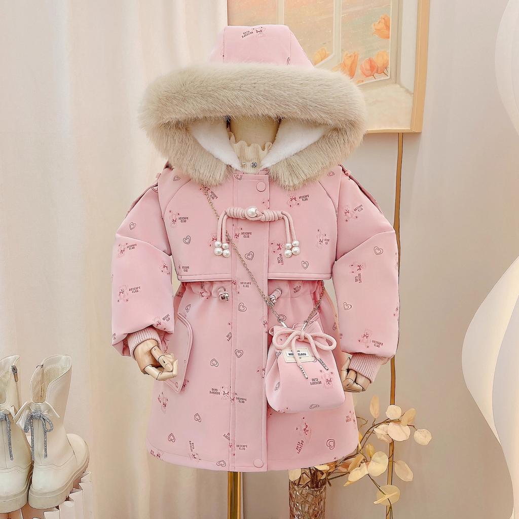 Fleece-lined Girls' Jacket for Autumn and Winter, Thick and Warm Casual Outerwear