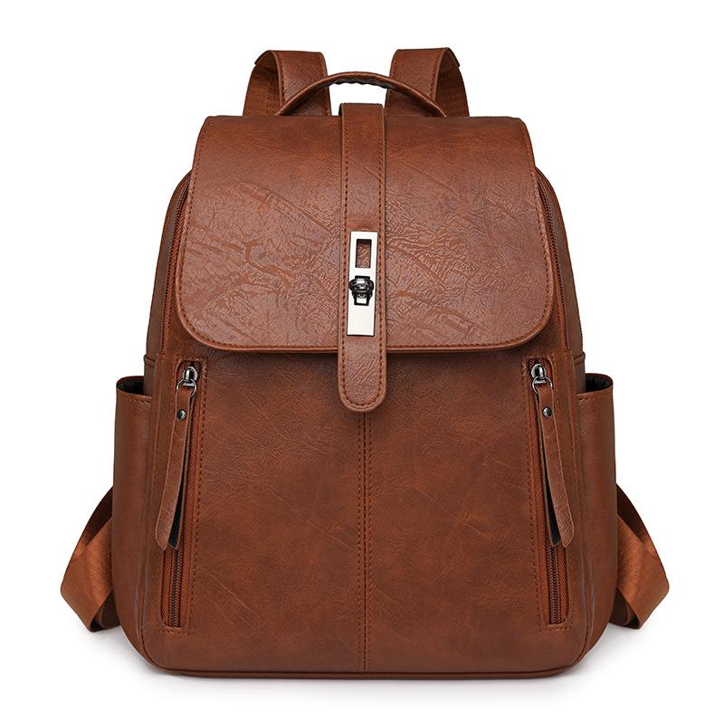 Backpack women s new retro casual old flower large capacity schoolbag backpack printing fashion trend line big bag коричневый