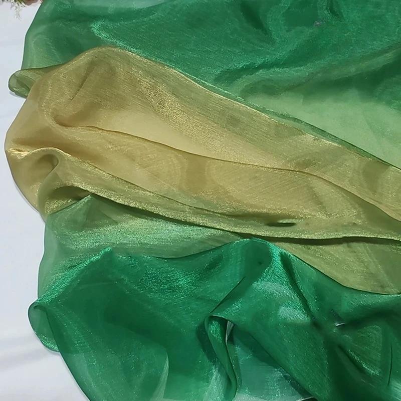 Wide 150cm Shiny Gradient Organza Fabric Glossy Thin Gauze Voile Fabric Diy Sewing Dress Hanfu Stage Costume Crafts Background