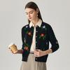 Zhaojun Women's 100% Cashmere Round Neck Floral Cardigan