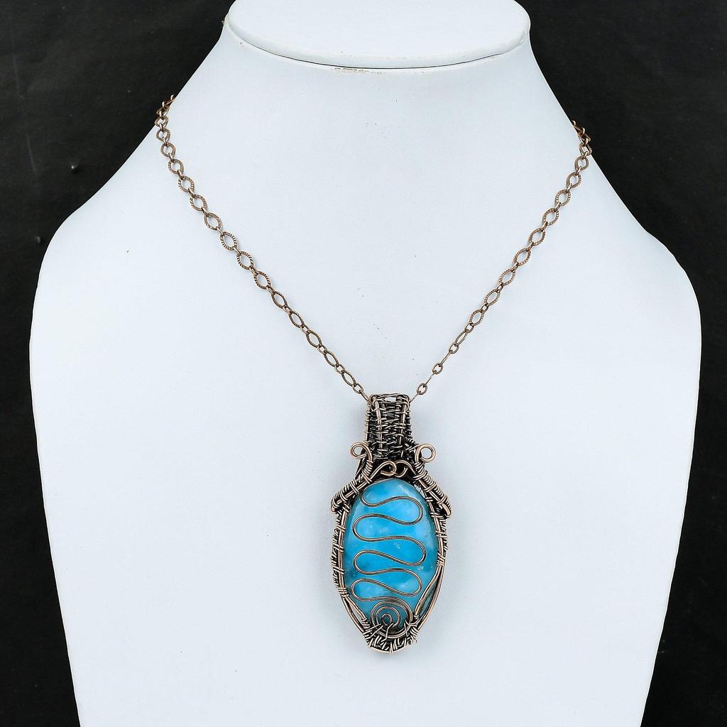Hemimorphite Pendant Copper Wire Wrapped Pendant Hemimorphite Jewelry Gemstone Pendant Handmade Copper Jewelry Gift For Him Stylish Pendant