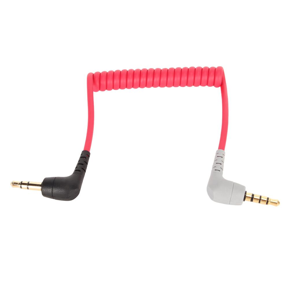 3.5mm to 3.5mm TRRS Cable Male to Male Coiled Right Angle 3.5mm Microphone Patch Cord for Phone Tablet for Rode SC7