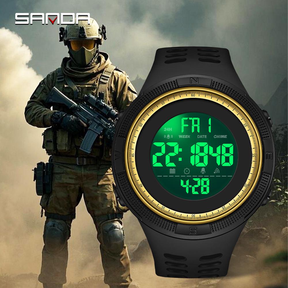 Sanda Youth Fashionable Waterproof Electronic Wristwatch for Men