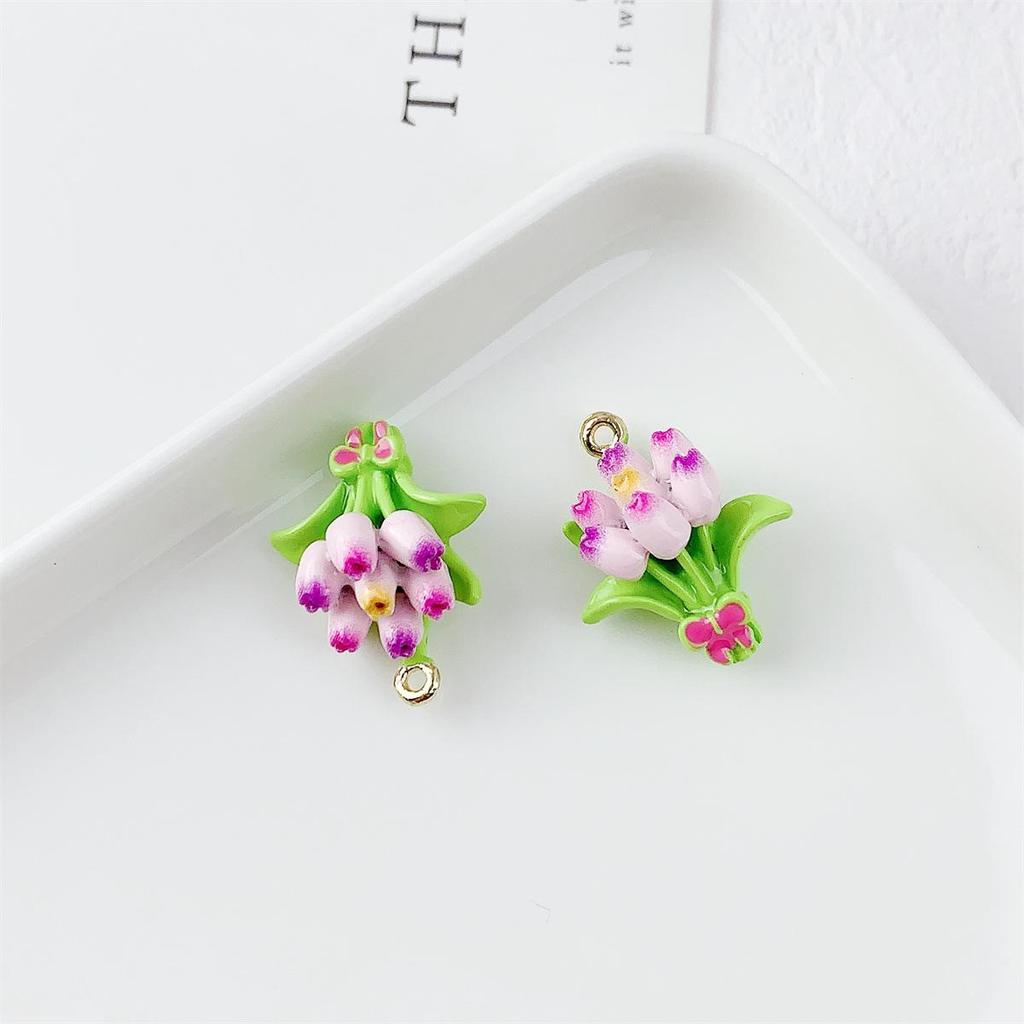 16x20mm Colorful Tulip Oil Drip Alloy Pendant for DIY Jewelry Crafting