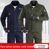 Spring & Autumn Men's Workwear Set: Anti-Scald, Wear & Dirt Resistant for Welding, Auto Repair, and Construction