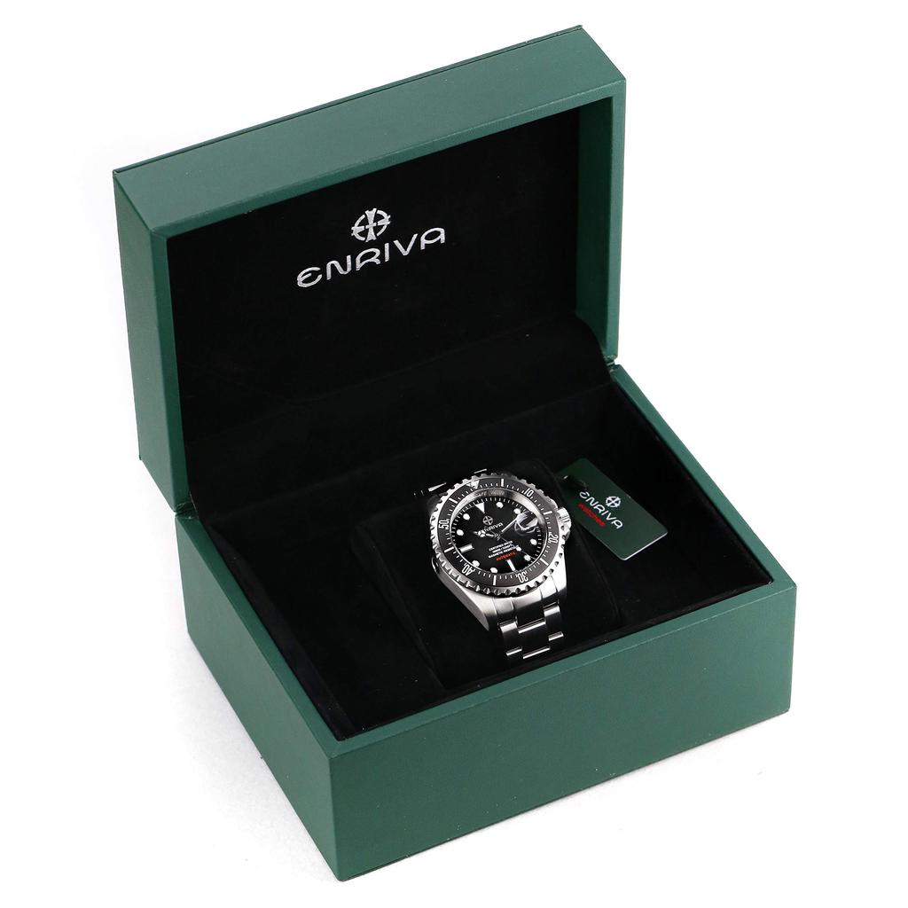 ENRIVA Automatic Dive Watch with Unidirectional Rotating Bezel Date 1000m Water NH35 Sport Diver Sapphire Crystal Men's (Ceramic), Display,
