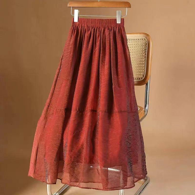 Korean Style Elegant Summer Fairy Midi A-line Gauze Skirt M for 90-105 jin