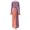 European and American Style Summer Slim-fitting Women's Clothing Light and Slightly Transparent Hip-wrapped Irregular Skirt Round Neck Pleated Long-