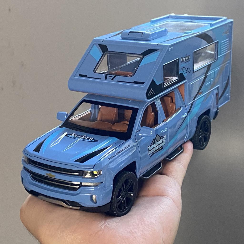 1:32 Chevrolet Blazer Chalet 1976 Camping Wohnmobil Legierung Druckgussmodell Simulation Ton & Licht Kinderspielzeug Sammlung Geschenke Für Jungen