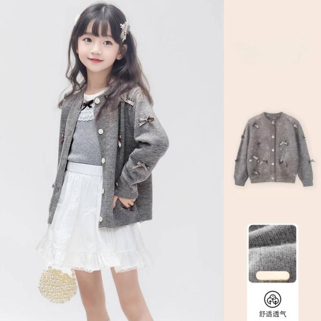 Korean Girls Autumn Knit Cardigan Fashionable Children Sweater Coat