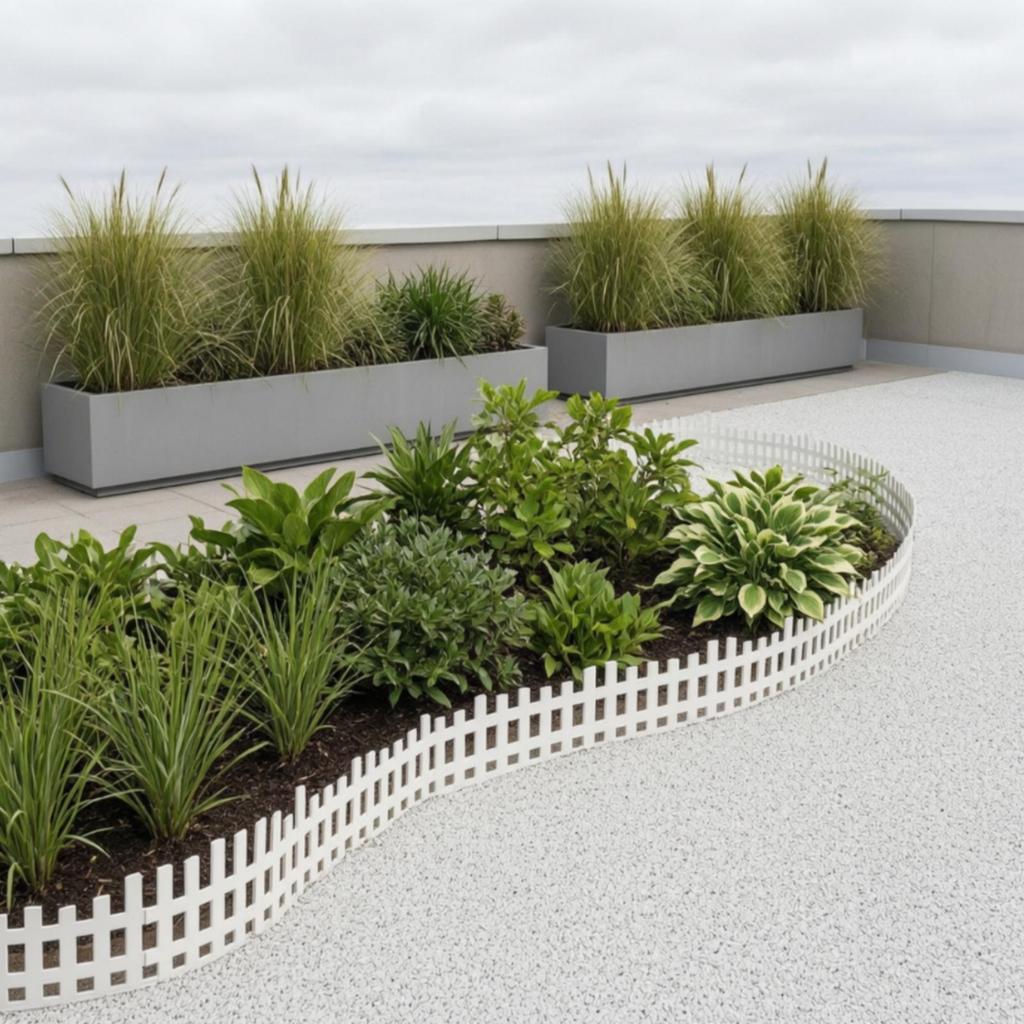 Garden Edging Fence Picket-Style Flexible Border with Stakes DIY for Flower Beds