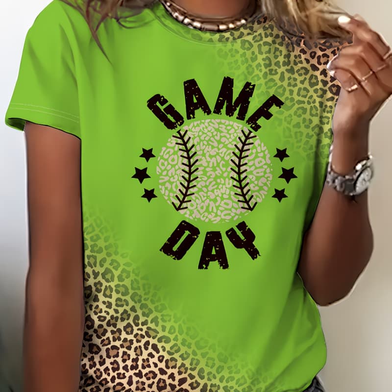 Casual short-sleeved T-shirt, fashionable short-sleeved crew neck top S