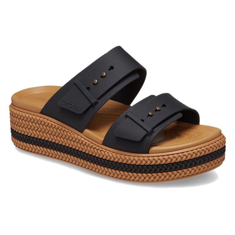 Crocs Comfortable Simple Versatile Slide Sandals 4.5cm Women Footwear Black 209978-001