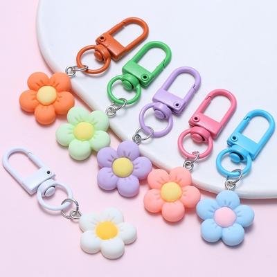 Kawaii Cartoon Colorful Flower Resin Flower Charm Accessories Keychain Backpack Hanging Decoration Bag Charms