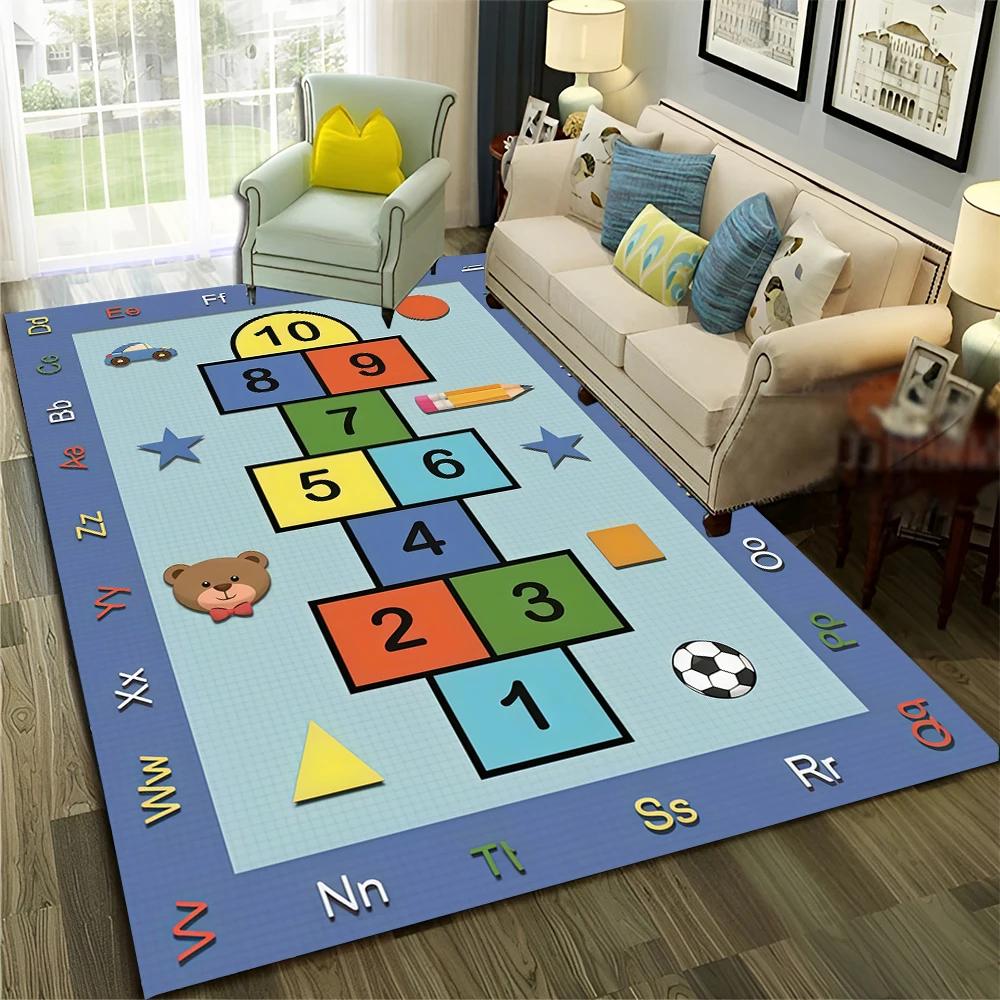 27 Stil Hüpfspiel Kinder Digitale Spiele Junge Mädchen Cartoon Teppich Teppich für Zuhause Wohnzimmer Sofa Fußmatte Dekoration,Rutschfeste Bodenmatte
