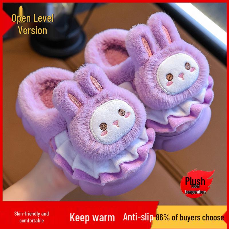 Kinder Cartoon Plüsch Baumwoll Hausschuhe: Herbst/Winter Hausschuhe für Jungen & Mädchen