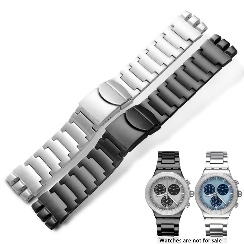 23mm316 Massives Edelstahl-Uhrenarmband Für Swatch YCS YAS YGS IRONY Armband Metall-Armband Silber Schwarz Armbänder