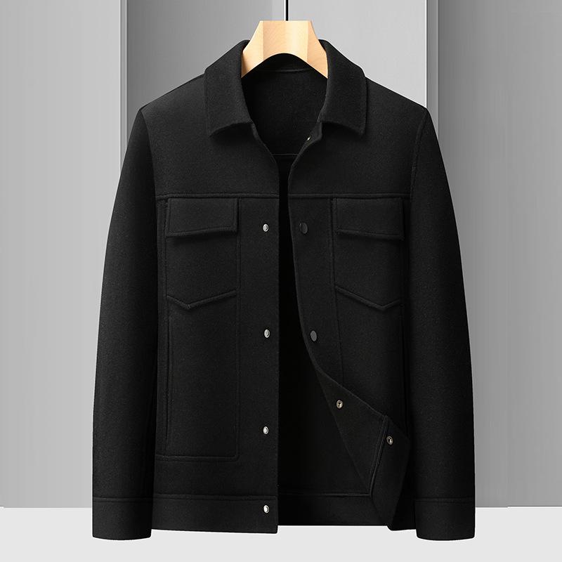 Men's Double-Sided Wool Twill Jacket - Casual Lapel Style for All Ages