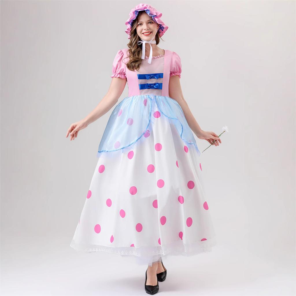 Halloween Children Adult Shepherdess Toy Story Cosplay Suit Pink Polka Dot Dress