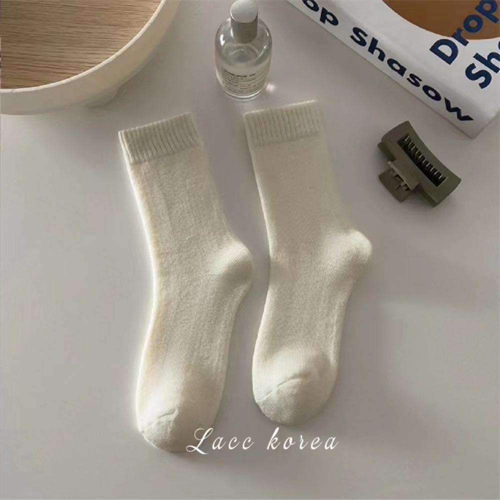 1 Pair Retro Women Loose Socks Japanese Style Autumn Winte Solid Color Floor Sock Soft Warm For Female House Sleeping Floor Sox