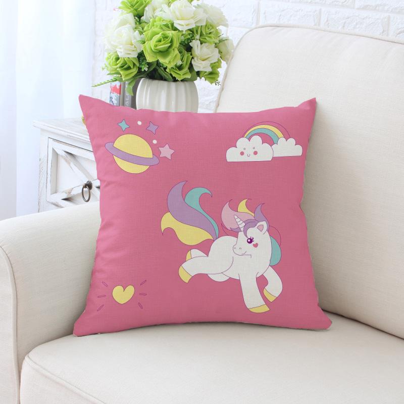 New Unicorn Cushion Cover Hot Polyester Cartoon Unicorn Pillowcase Kids Room Decoration Sofa Couch Throw Pillow Cover Decorative