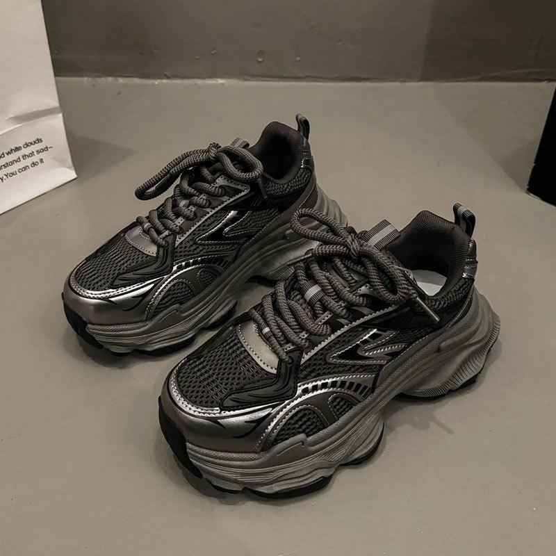 Dirty Dad Shoes Women's Autumn New Hong Kong Style Showing Small Casual Thick-soled Breathable Sports Shoes