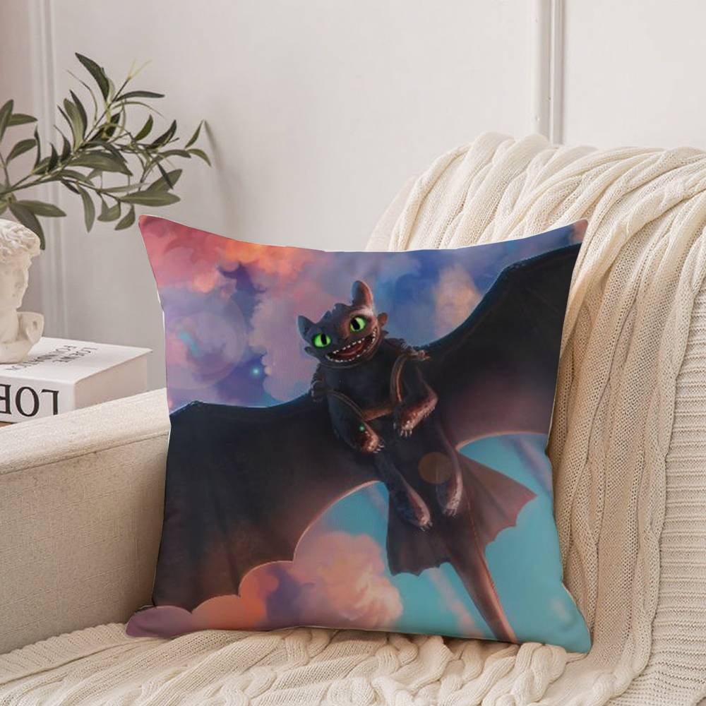 Housse de coussin anime Dragon T-Toothless Décoration d'intérieur Jeté pour canapé, lit, voiture Décoration de chambre Idée cadeau