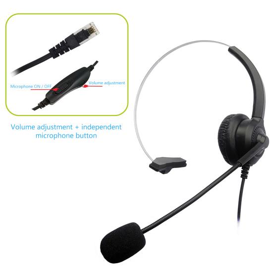 H300 Zákaznický servisní headset Bezeztrátová redukce šumu Prodyšný 3,5mm RJ9 MIC Dlouhý kabel Sluchátka pro call centrum pro telemarketing
