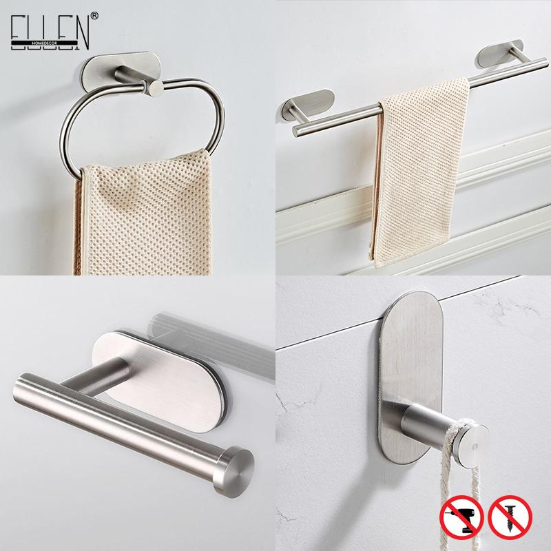 ELLEN Bathroom Hardware Set Brushed Gold Robe Hook Towel Bar Toilet Paper Holder Bath Bathroom Accessories EL1001G