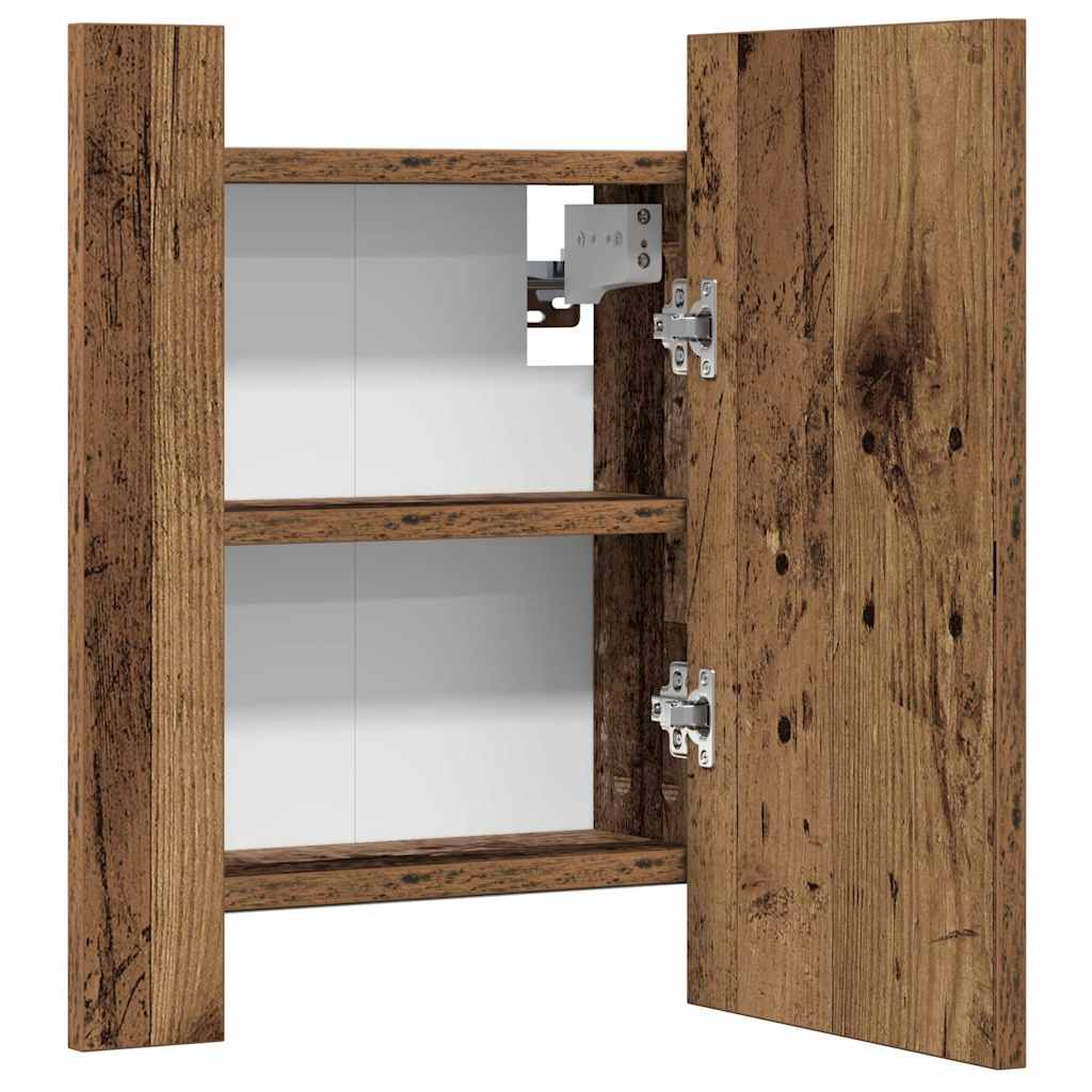 LED Mirror Cabinet with Rustic Wood Effect 40 x 12 x 45 cm Engineered Wood